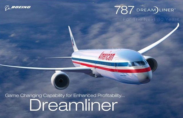 American Airlines' B787 Dreamliner, American Airlines' Business Cabin, American Airlines' Main Cabin, IndianEagle travel booking 