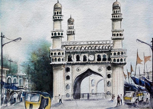 Charminar Hyderabad paintings, Life around Charminar, 