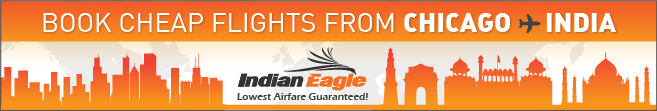 Chicago to India flights, Indian Eagle coupons, cheap India flight s booking online